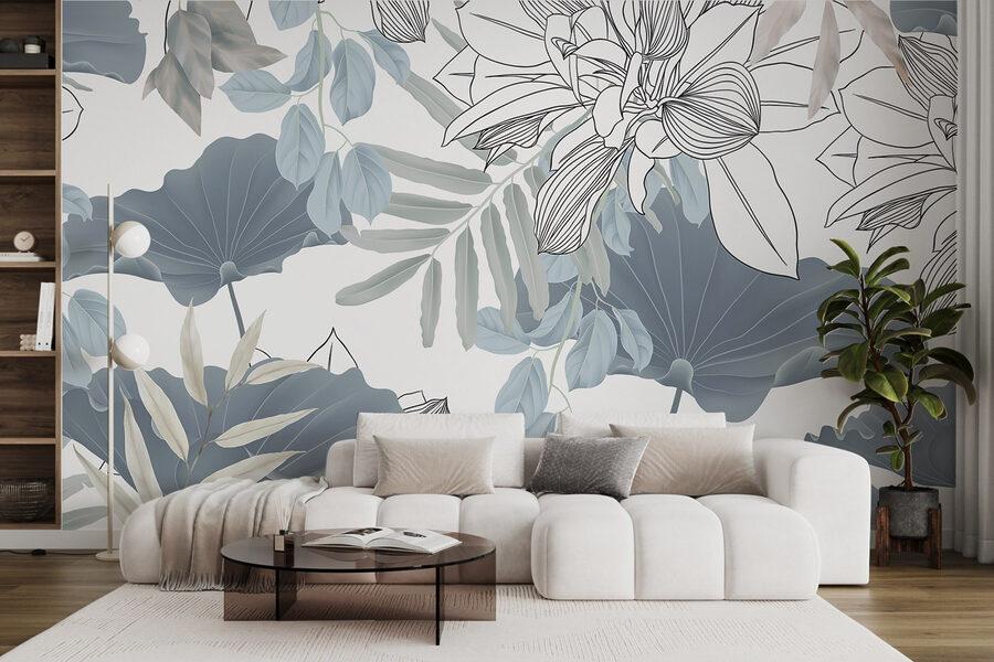 Padrão floral com folhas e flores Padrão floral com folhas e flores