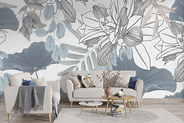 Padrão floral com folhas e flores Padrão floral com folhas e flores