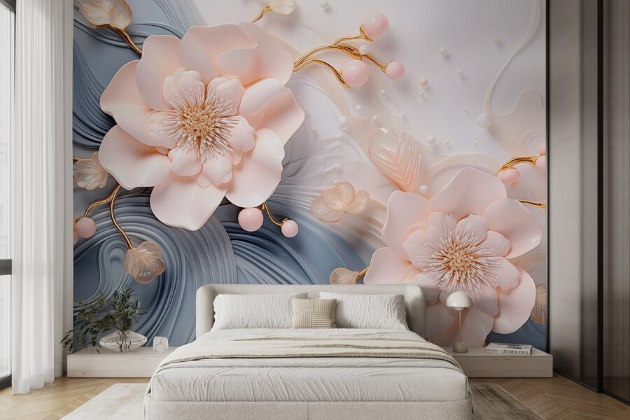 Papel de parede Design floral elegante em tons suaves