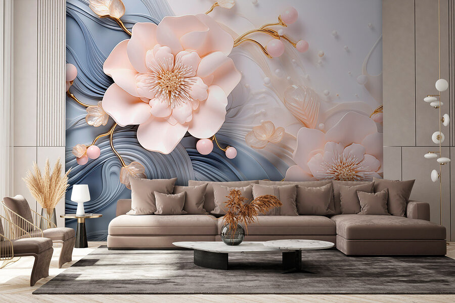 Papel de parede Design floral elegante em tons suaves - Image 3