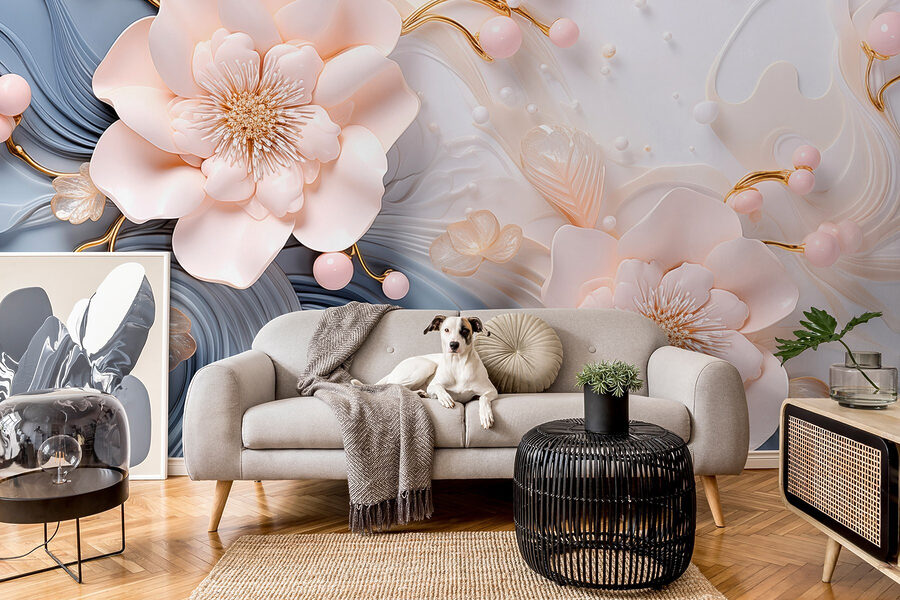 Papel de parede Design floral elegante em tons suaves - Image 4