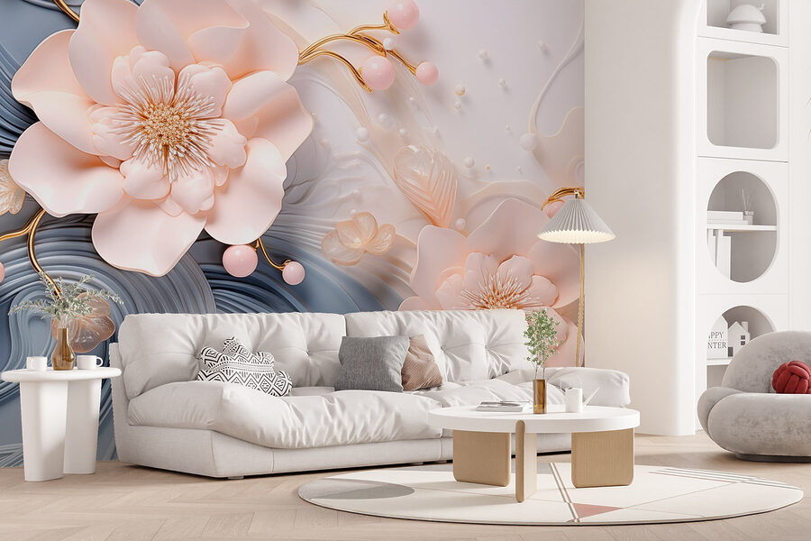 Papel de parede Design floral elegante em tons suaves - Image 5