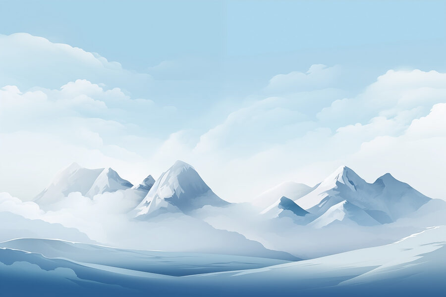 Cordilheira de neve com nuvens