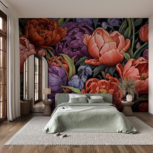 Flores vibrantes em cores ricas Flores vibrantes em cores ricas