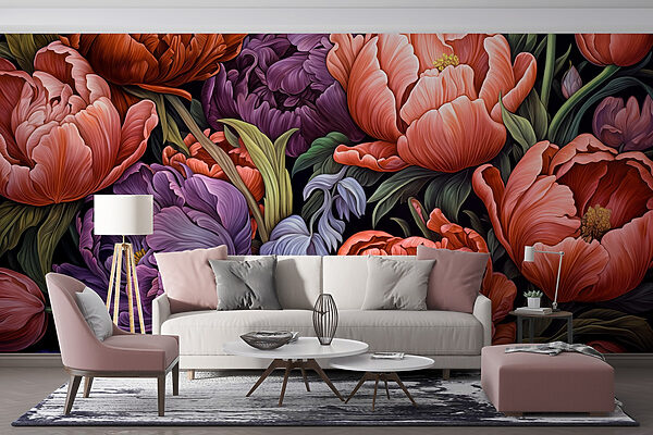 Flores vibrantes em cores ricas Flores vibrantes em cores ricas