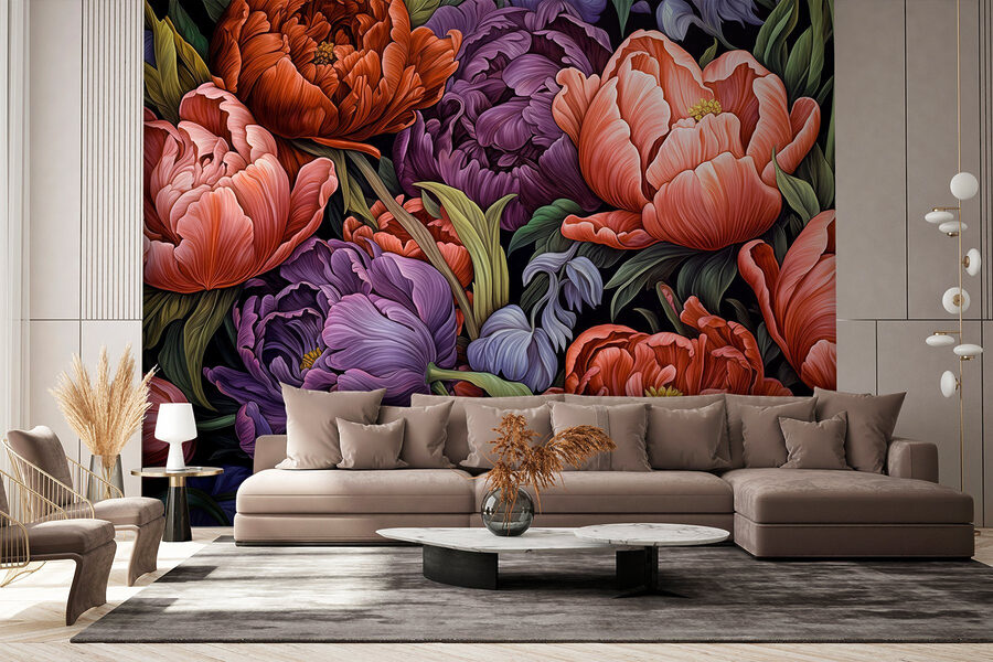 Flores vibrantes em cores ricas