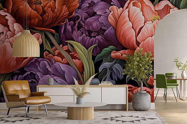 Flores vibrantes em cores ricas Flores vibrantes em cores ricas