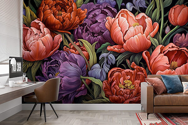 Flores vibrantes em cores ricas Flores vibrantes em cores ricas