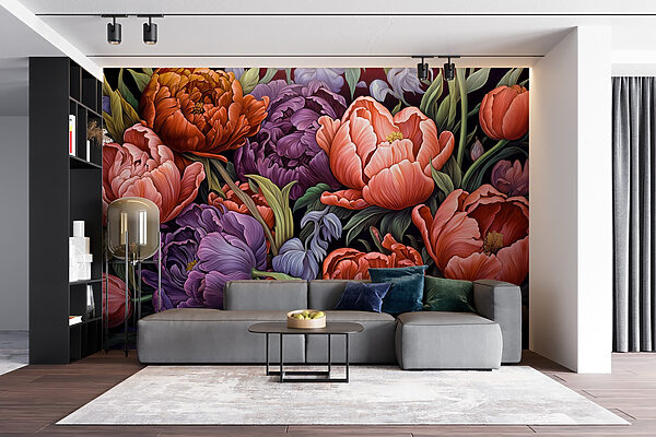 Flores vibrantes em cores ricas Flores vibrantes em cores ricas