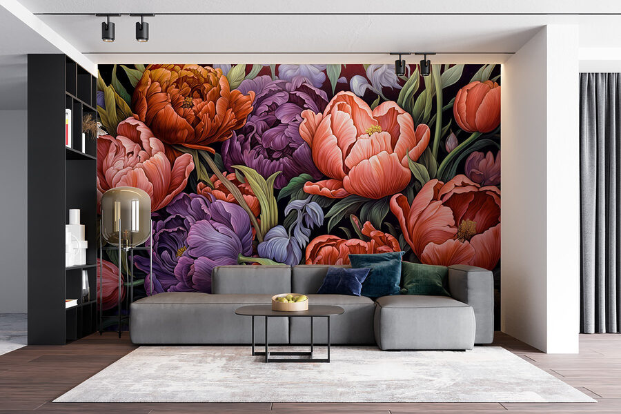 Flores vibrantes em cores ricas