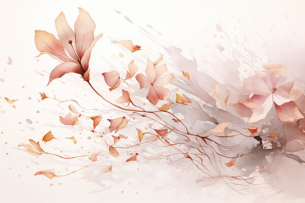 Pintura de flores e folhas Pintura de flores e folhas
