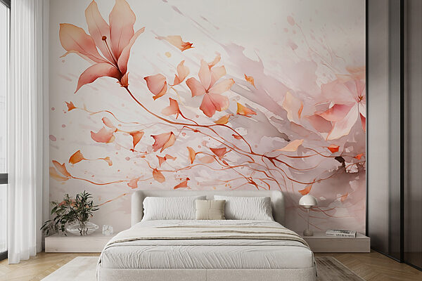 Pintura de flores e folhas Pintura de flores e folhas