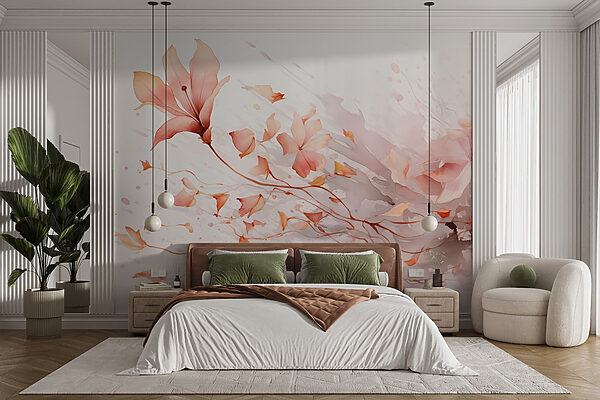 Pintura de flores e folhas Pintura de flores e folhas