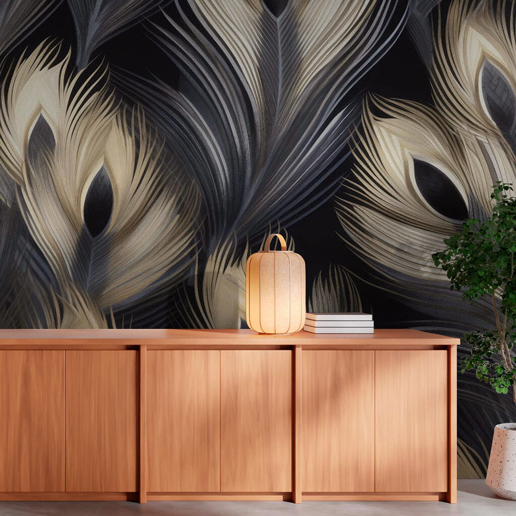 Elegant feathery pattern on dark background