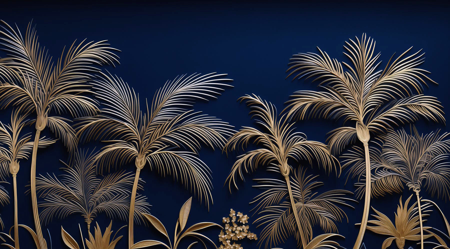 Tropical palms against a dark backdrop