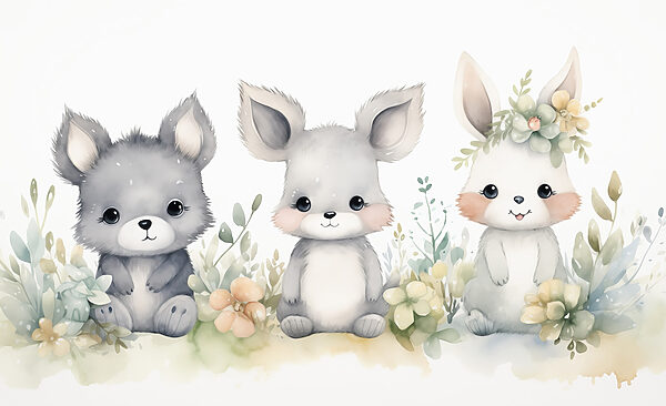 Grupo de animais com flores Grupo de animais com flores