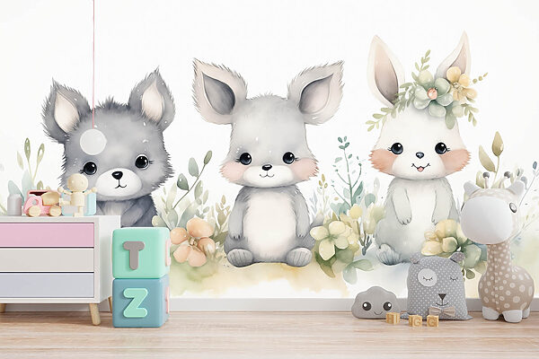 Grupo de animais com flores Grupo de animais com flores