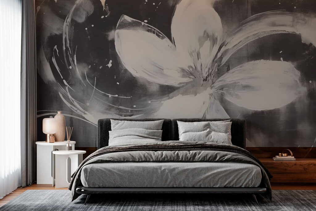 White flower on a black background