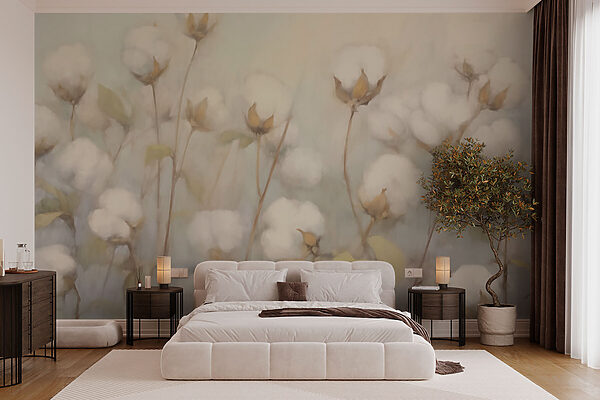 Pintura de flores de algodão Pintura de flores de algodão