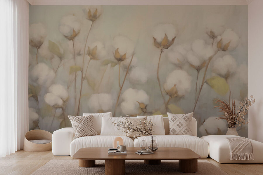 Pintura de flores de algodão Pintura de flores de algodão