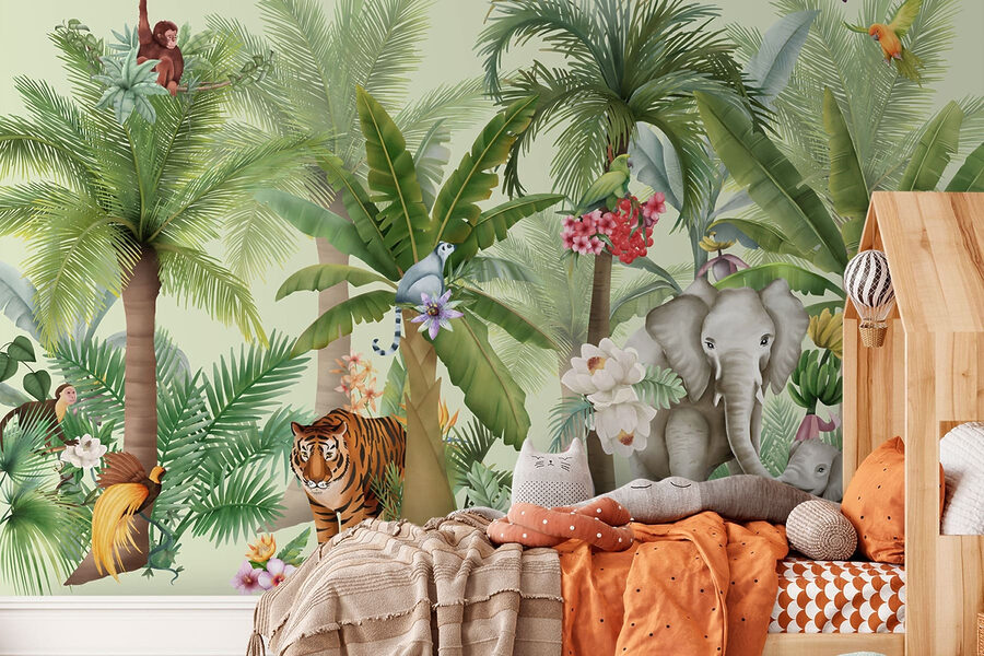 Papel de parede com animais e pássaros Papel de parede com animais e pássaros