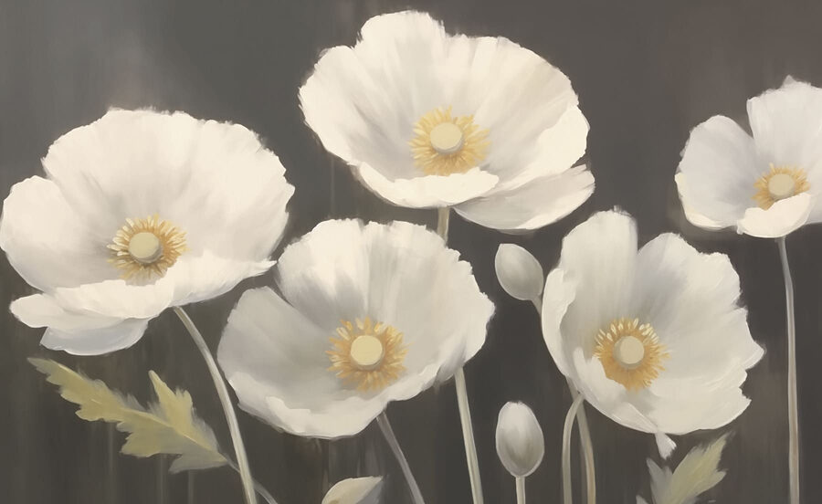 Pintura de flores brancas