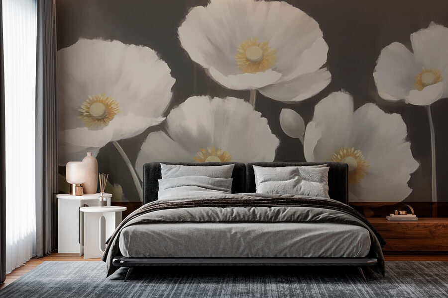 Pintura de flores brancas