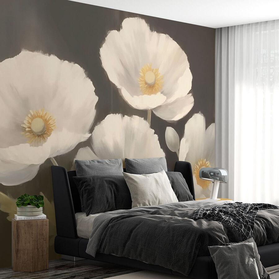Pintura de flores brancas