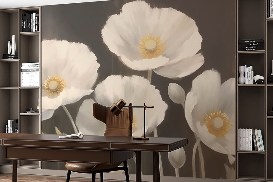 Pintura de flores brancas