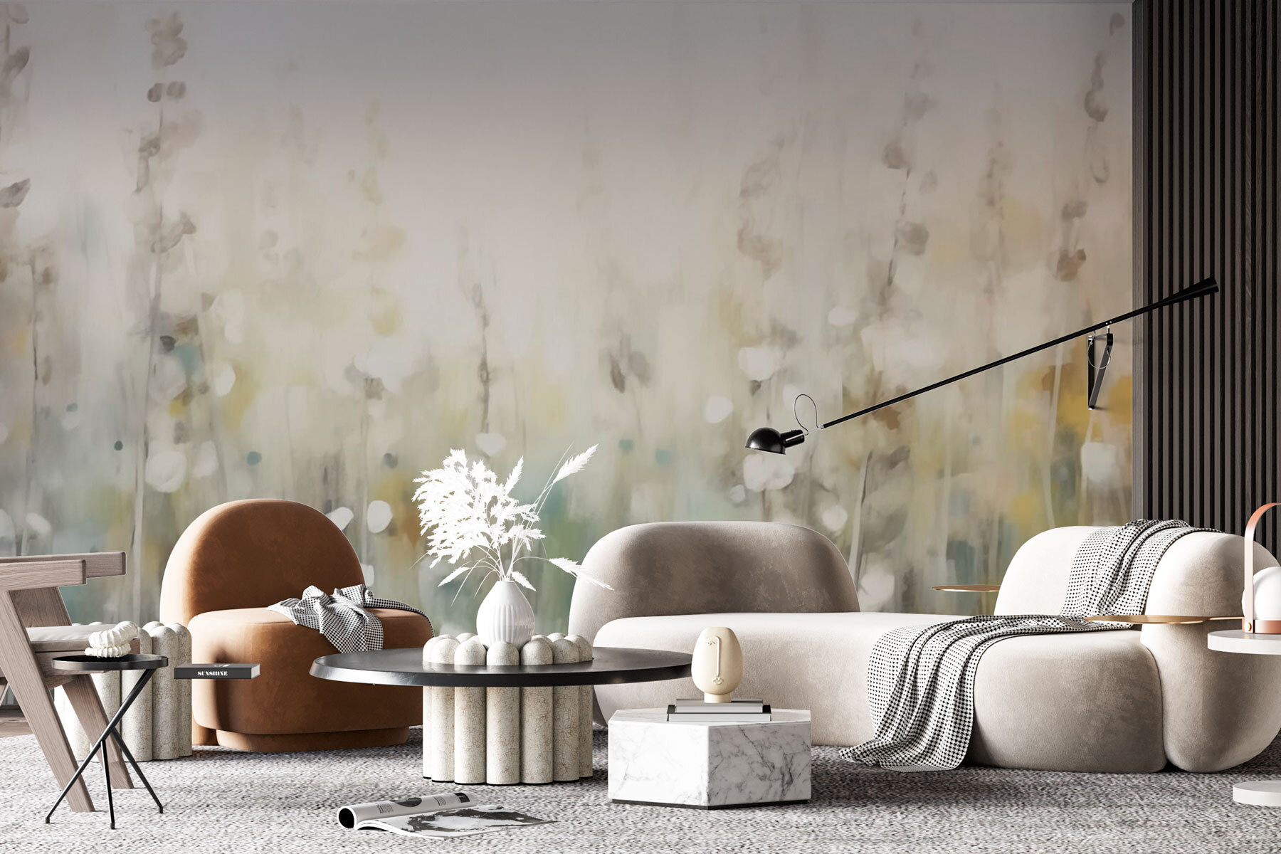 Painting of flowers in a field