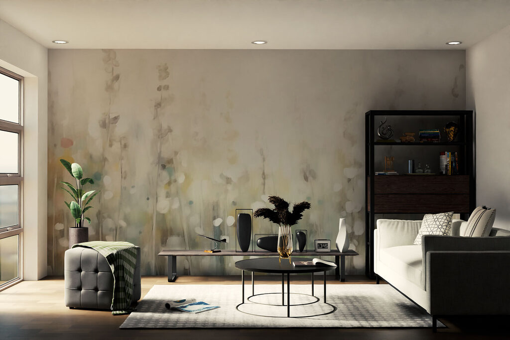 Painting of flowers in a field