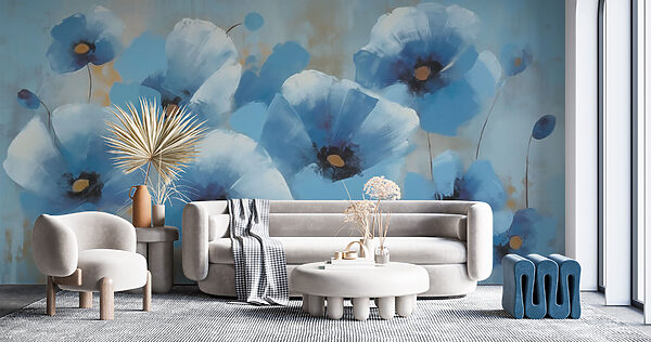Pintura de flores azuis Pintura de flores azuis