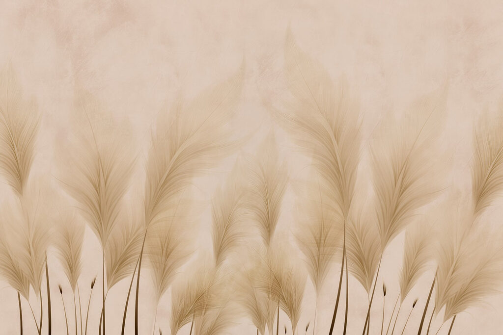 Group of feathers on a beige background