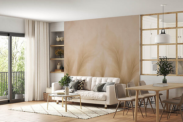 Group of feathers on a beige background