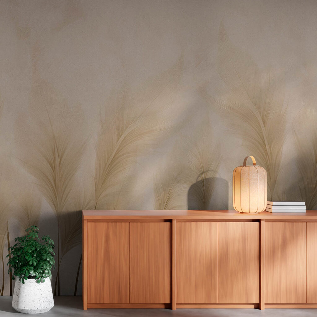 Group of feathers on a beige background