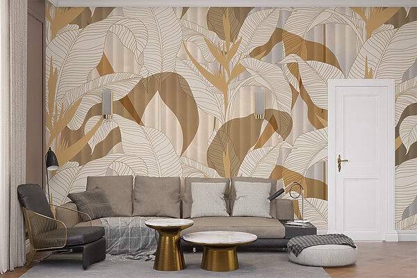 Papel de parede com folhas e flores Papel de parede com folhas e flores