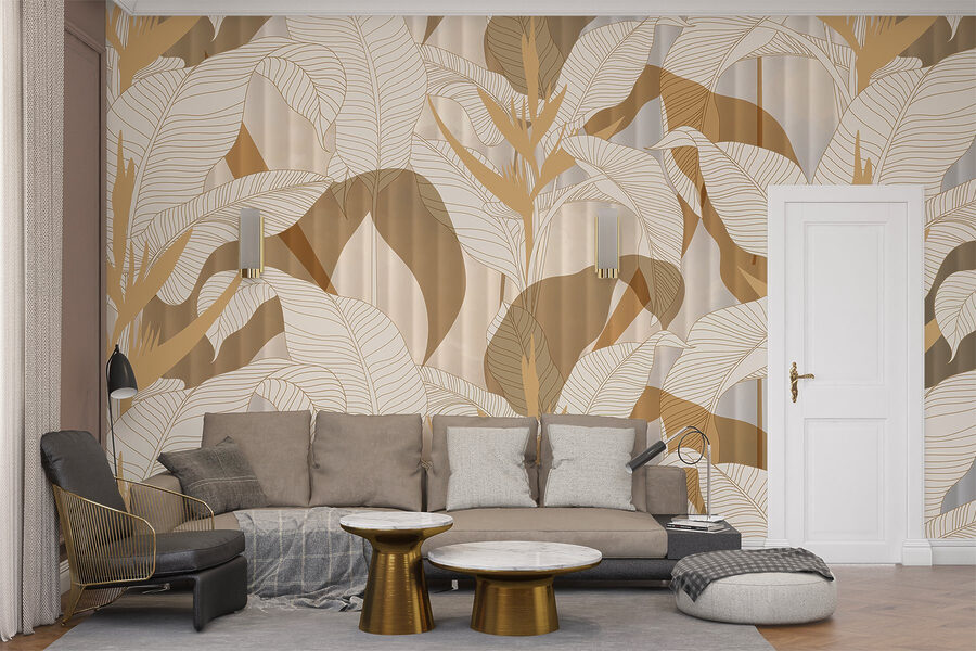 Papel de parede com folhas e flores Papel de parede com folhas e flores