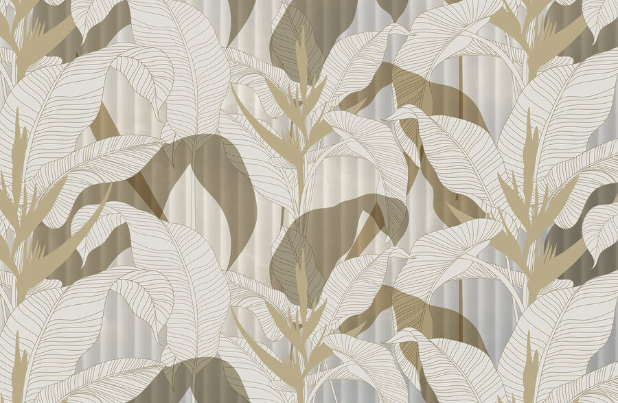 Papel de parede com folhas e flores