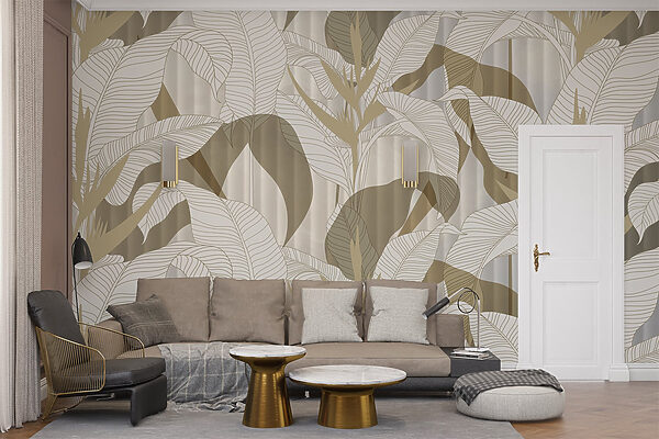 Papel de parede com folhas e flores Papel de parede com folhas e flores