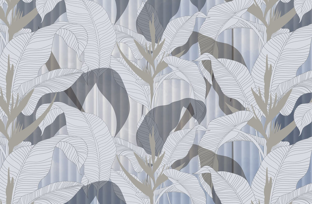 Papel de parede com folhas e flores Papel de parede com folhas e flores