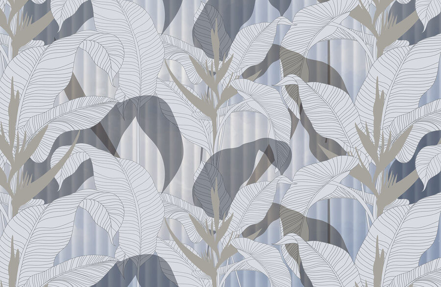 Papel de parede com folhas e flores