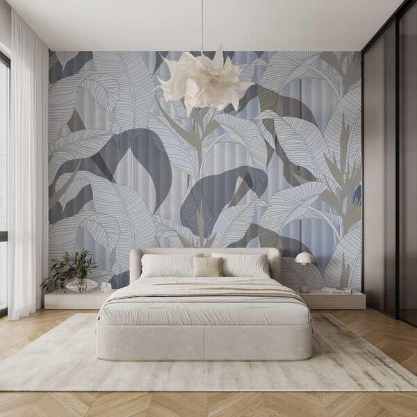 Papel de parede com folhas e flores Papel de parede com folhas e flores