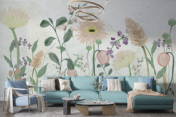 Pintura de flores e folhas Pintura de flores e folhas