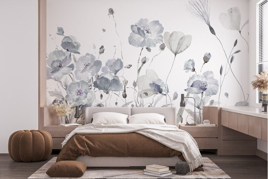 Pintura de flores sobre um fundo branco