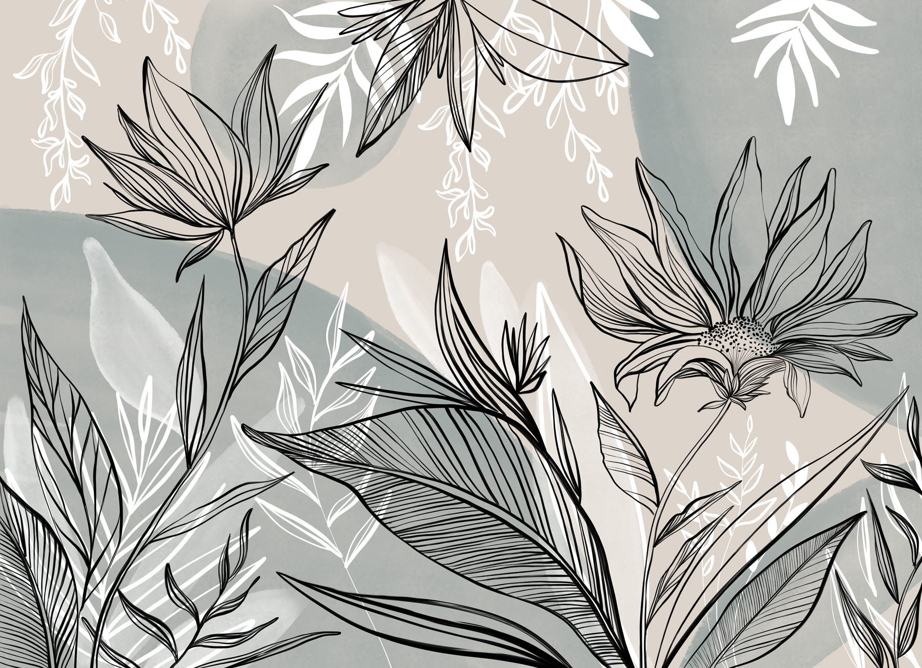 Drawing of flowers and leaves