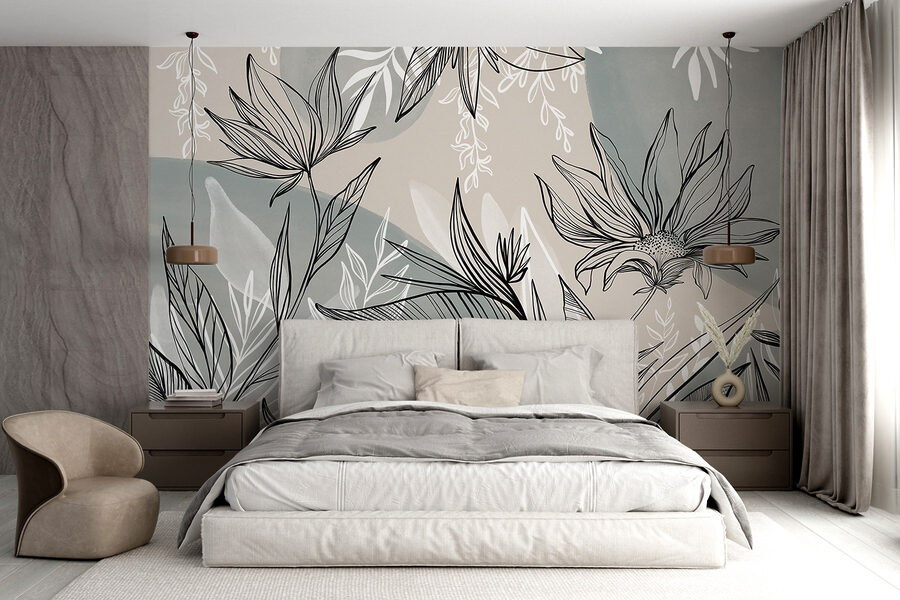 Desenho de flores e folhas Desenho de flores e folhas