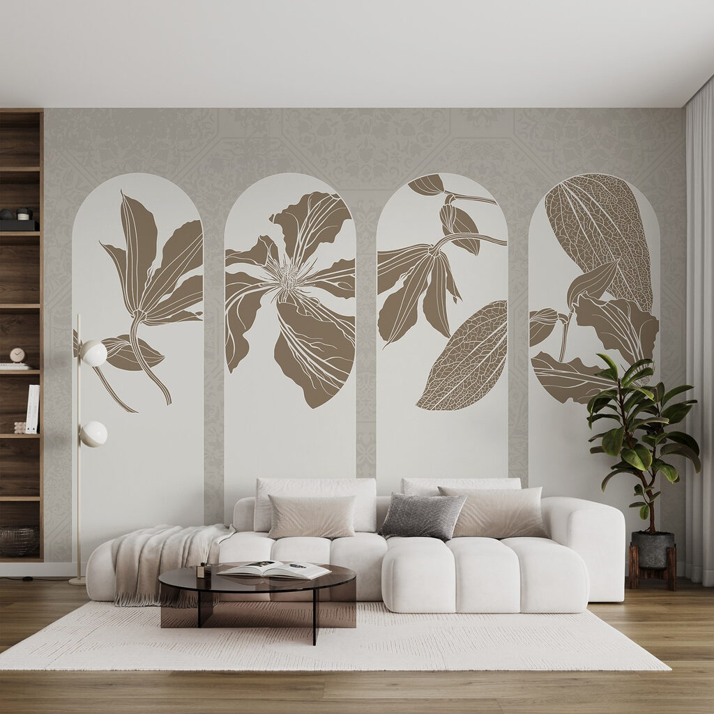 Group of white and brown floral designs Group of white and brown floral designs