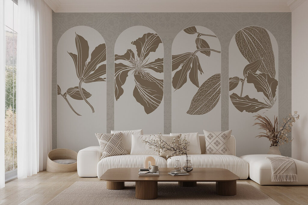 Group of white and brown floral designs Group of white and brown floral designs