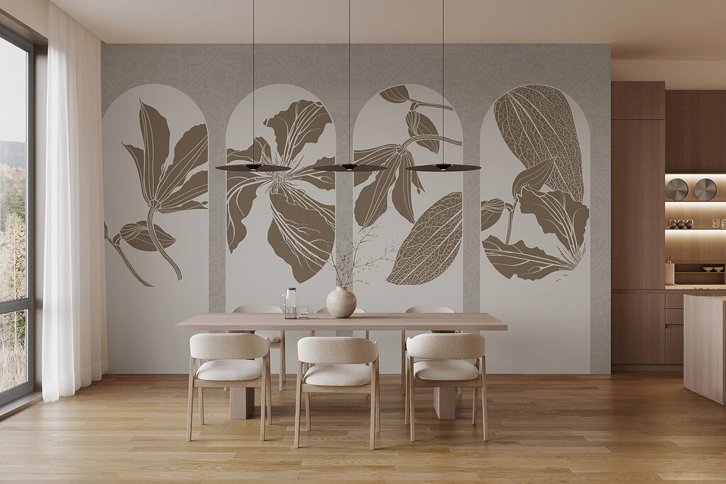 Group of white and brown floral designs Group of white and brown floral designs