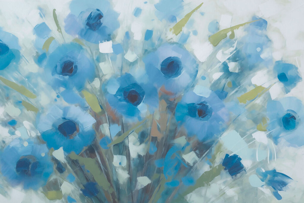 Pintura de flores azuis Pintura de flores azuis